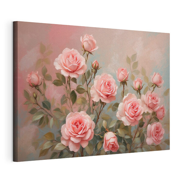 Canvas Schilderijen Schilderij van roze rozen