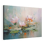 Canvas Schilderijen Schilderij van bloemen op water