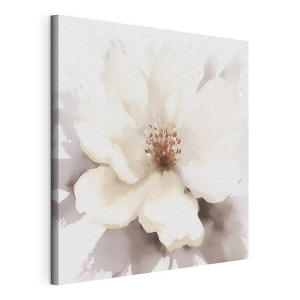 Witte bloem met bruin hart Canvas Schilderijen Witte bloem met bruin hart