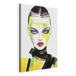 Canvas Schilderijen Vrouw met groene en gele make-up