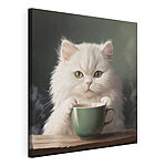 Canvas Schilderijen Kat met kopje
