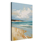 Canvas Schilderijen Schilderij van een strand en water