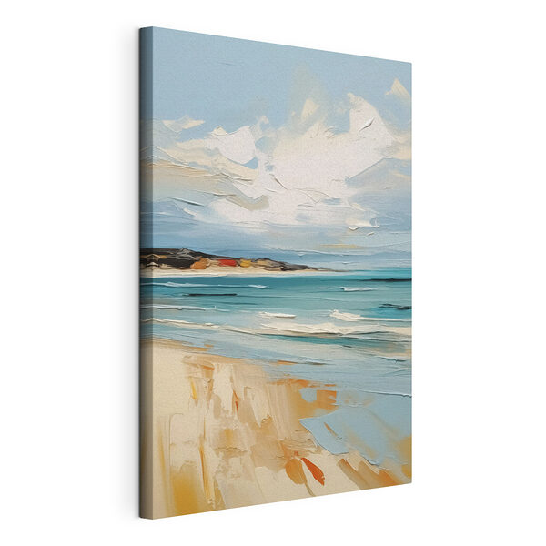 Schilderij van een strand en water Canvas Schilderijen Schilderij van een strand en water