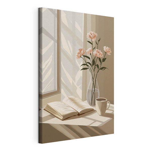 Canvas Schilderijen Boek en een vaas met bloemen (Artikelnummer: s44013) Canvas Schilderijen Canvas Schilderijen Boek en een vaas met bloemen (Artikelnummer: s44013)
