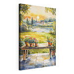Canvas Schilderijen Aquarel van een tafel met potplanten erop