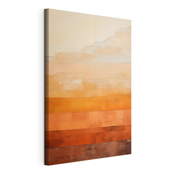 Canvas Schilderijen Muur met oranje en witte strepen