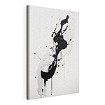 Canvas Schilderijen Zwarte en witte verfspatten op een wit oppervlak