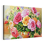 Canvas Schilderijen Schilderij van bloemen in een kom