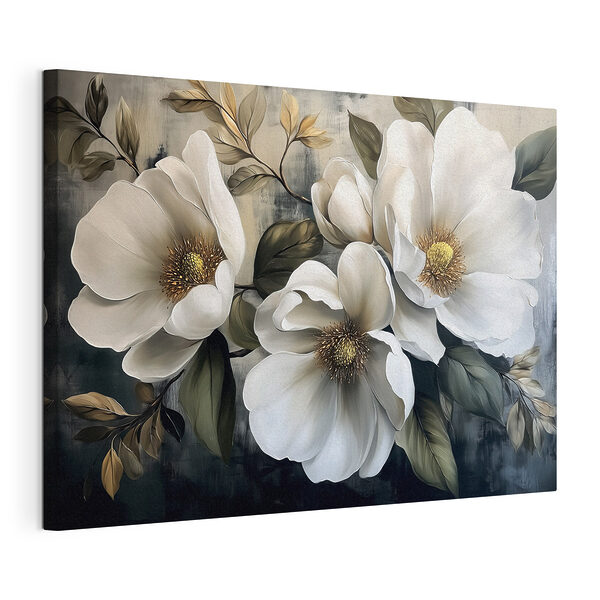 Schilderij van witte bloemen Canvas Schilderijen Schilderij van witte bloemen