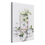 Canvas Schilderijen Glas met ijs en limoen erop