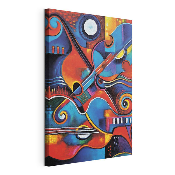 Witte cirkel in blauw en rood Canvas Schilderijen Witte cirkel in blauw en rood