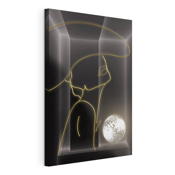 Tekening van een vrouw met een discobal Canvas Schilderijen Tekening van een vrouw met een discobal