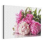 Canvas Schilderijen Levendig roze en witte pioenrozen