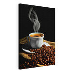 Canvas Schilderijen Kopje koffie en koffiebonen