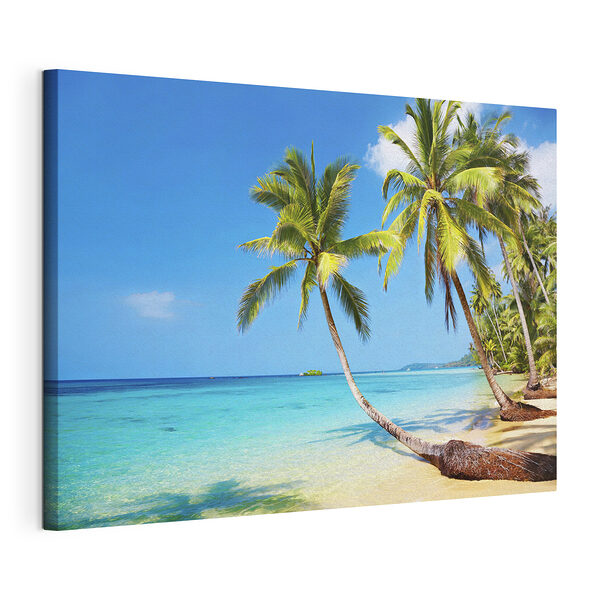 Palmbomen op een strand Canvas Schilderijen Palmbomen op een strand