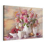 Canvas Schilderijen Schilderij van bloemen in een vaas