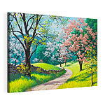 Canvas Schilderijen Groep bomen met roze bloemen