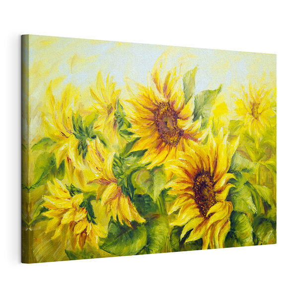 Canvas Schilderijen Schilderij van zonnebloemen