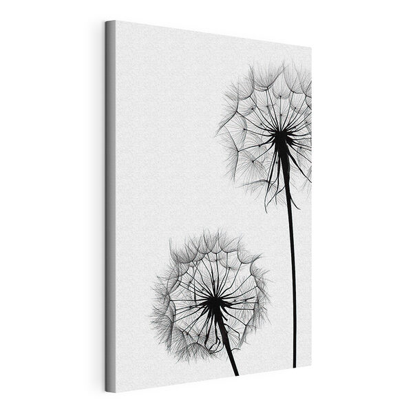 Canvas Schilderijen Silhouetten van paardenbloemen wapperend in de wind