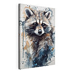 Canvas Schilderijen Wasbeer met aquarel spatten