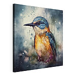 Canvas Schilderijen Levendige vogel in aquarelstijl