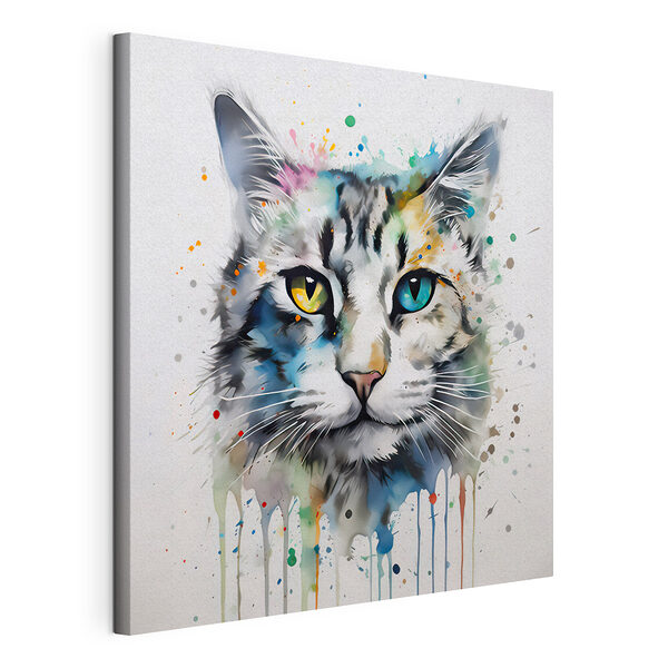 Canvas Schilderijen Levendige kat met kleurrijke ogen