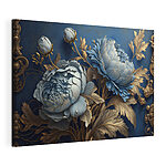 Canvas Schilderijen Blauwe bloemen met sierlijke details