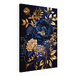 Canvas Schilderijen Elegant bloemmotief in diepe tinten