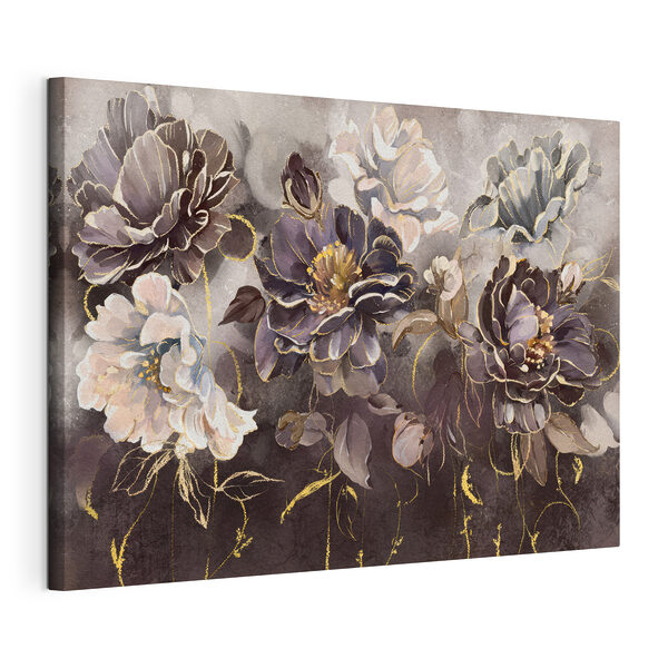 Canvas Schilderijen Elegante bloesems in gedekte tinten
