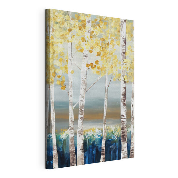 Canvas Schilderijen Schilderij van bomen met gele bladeren