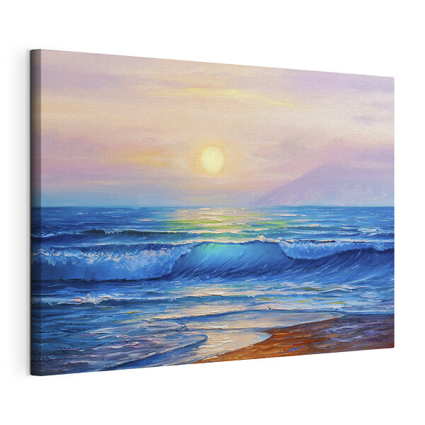 Golven van de oceaan bij zonsondergang Canvas Schilderijen Golven van de oceaan bij zonsondergang