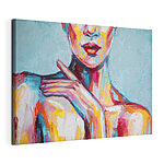 Canvas Schilderijen Schilderij van een vrouw met haar hand op haar schouder