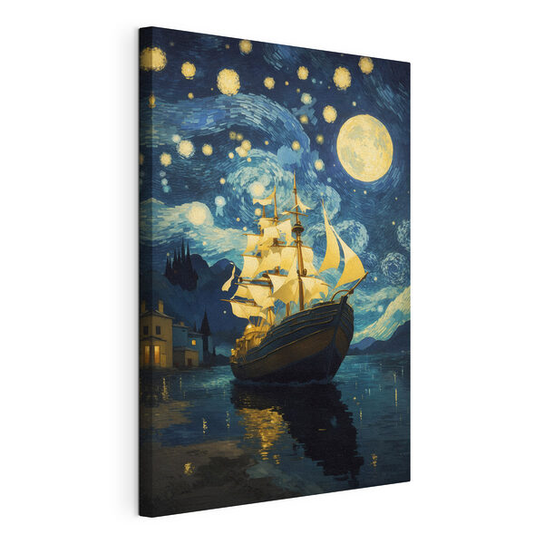 Schilderij van een schip in het water Canvas Schilderijen Schilderij van een schip in het water