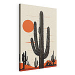 Canvas Schilderijen Cactus met een zon op de achtergrond