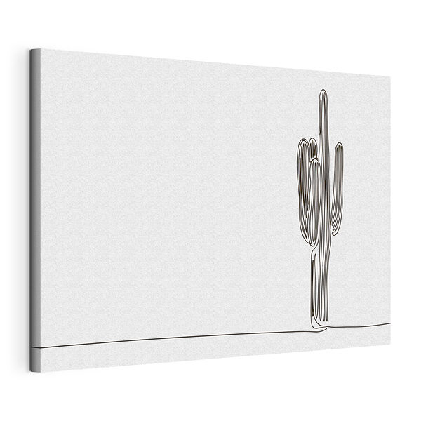 Canvas Schilderijen Cactus in één lijn getekend