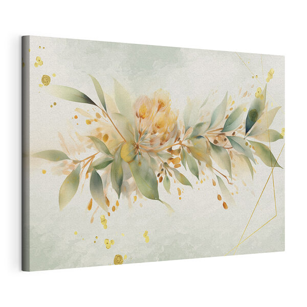 Schilderij van bloemen en bladeren Canvas Schilderijen Schilderij van bloemen en bladeren