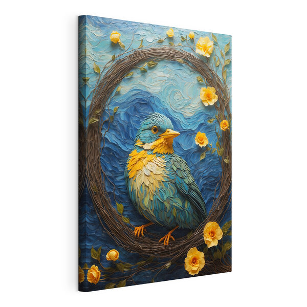 Canvas Schilderijen Vogel in een krans