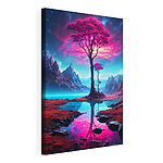 Canvas Schilderijen Boom met roze bloem erop