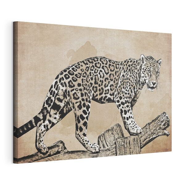 Canvas Schilderijen Majestueuze luipaard op een tak
