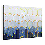 Canvas Schilderijen Blauw en wit hexagonenpatroon