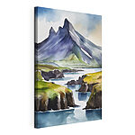 Canvas Schilderijen Aquarel van een berg
