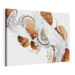 Canvas Schilderijen Kokosnoot met melkspatten
