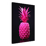 Canvas Schilderijen Levendige roze ananas op zwart