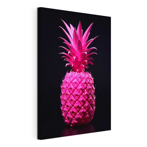 Levendige roze ananas op zwart Canvas Schilderijen Levendige roze ananas op zwart