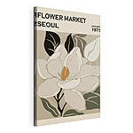 Canvas Schilderijen Witte bloem met zwarte bladeren