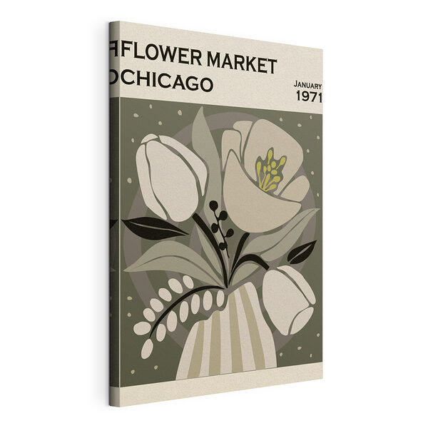 Canvas Schilderijen Retro bloemenillustratie in gedempte tinten