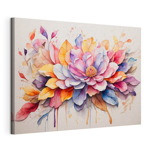 Canvas Schilderijen Bloeiend met levendige aquareltinten