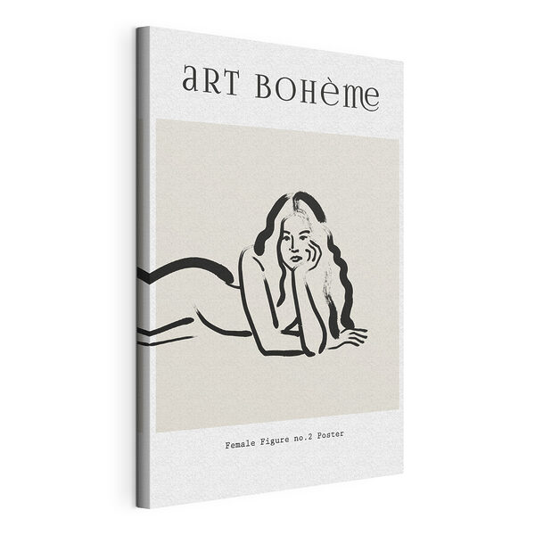 Tekening van een vrouw liggend op haar buik Canvas Schilderijen Tekening van een vrouw liggend op haar buik