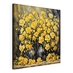 Canvas Schilderijen Levendig gele bloemen in elegante vazen