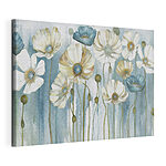 Canvas Schilderijen Abstracte wilde bloemen in blauwe tinten